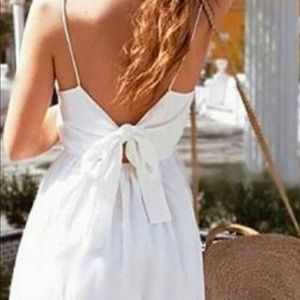 Zara Ecru Dress with Knot at Back midi dress